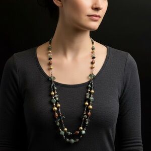 Vintage Multi Color Double Strand Necklace
